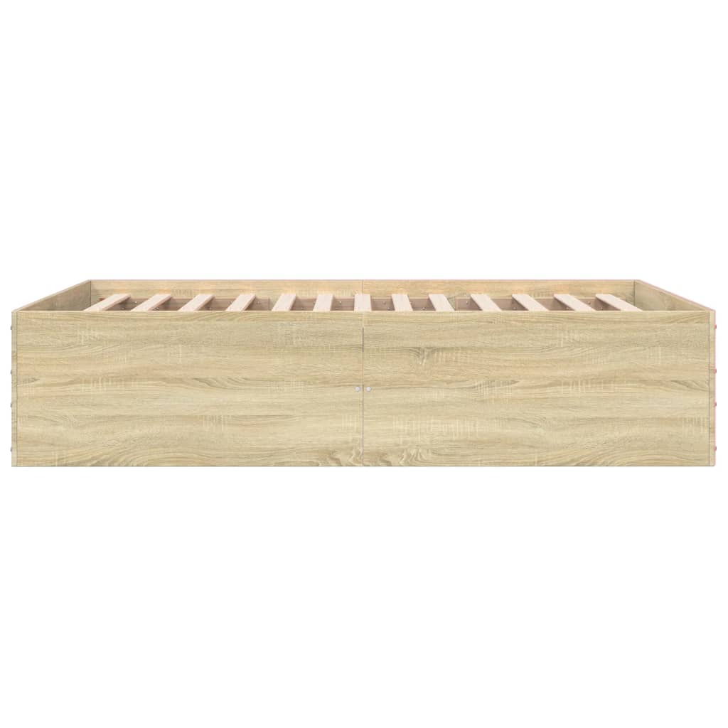 vidaXL Bettgestell Sonoma-Eiche 135x190 cm Holzwerkstoff