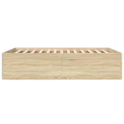 vidaXL Bettgestell Sonoma-Eiche 135x190 cm Holzwerkstoff
