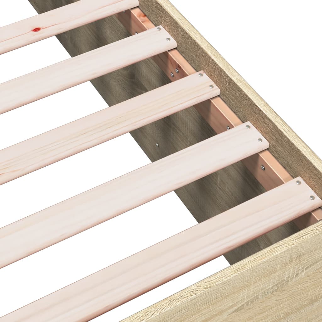 vidaXL Bettgestell Sonoma-Eiche 135x190 cm Holzwerkstoff