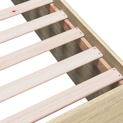 vidaXL Bettgestell Sonoma-Eiche 135x190 cm Holzwerkstoff