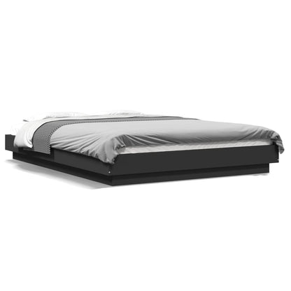 vidaXL Bettgestell mit LED Schwarz 140x190 cm Holzwerkstoff