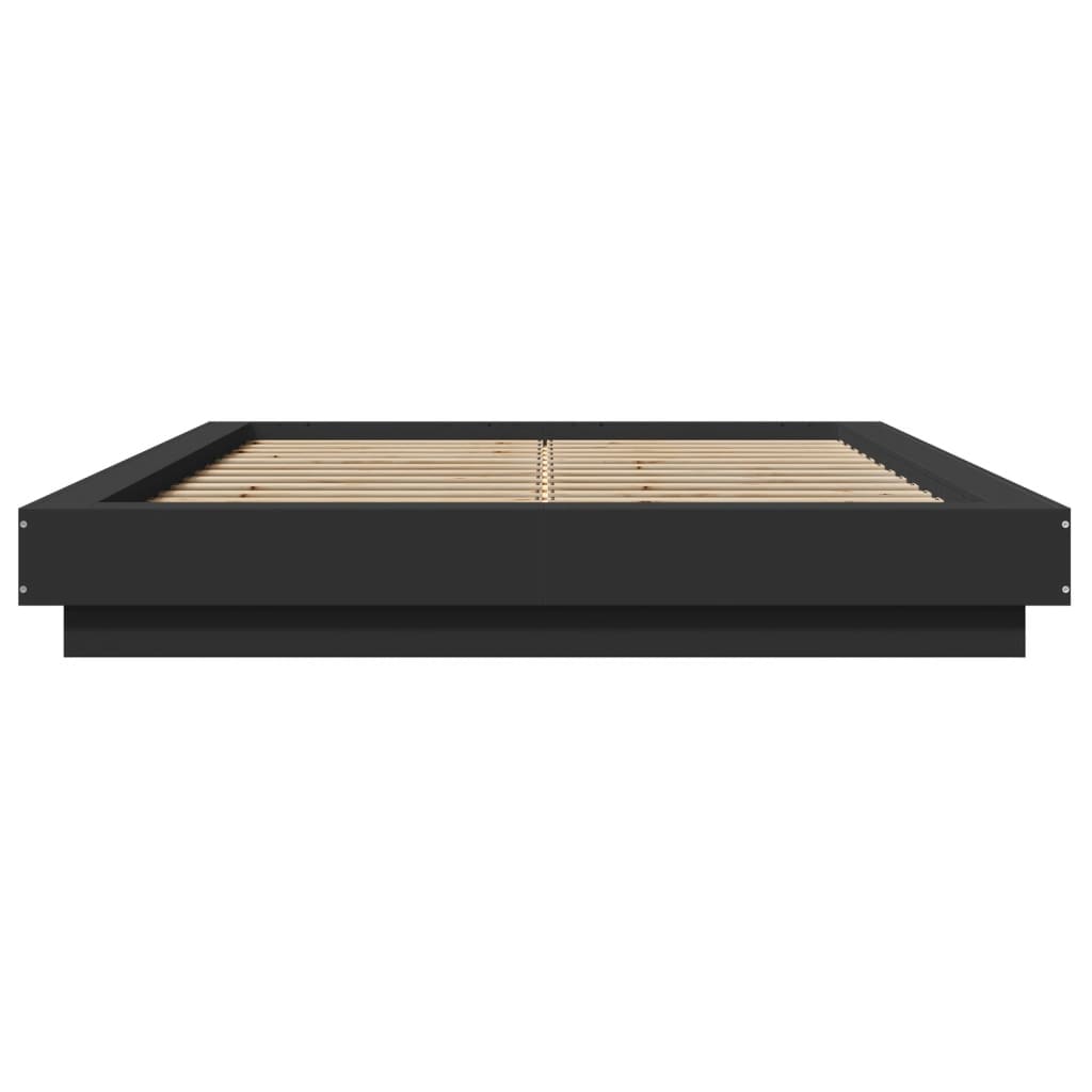 vidaXL Bettgestell mit LED Schwarz 140x190 cm Holzwerkstoff