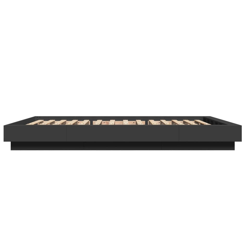 vidaXL Bettgestell mit LED Schwarz 140x190 cm Holzwerkstoff