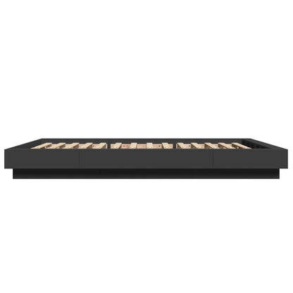 vidaXL Bettgestell mit LED Schwarz 140x190 cm Holzwerkstoff