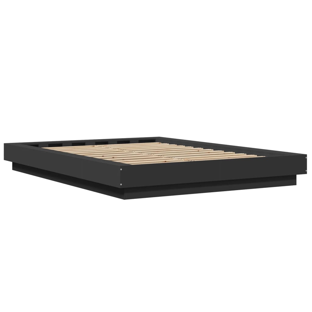 vidaXL Bettgestell mit LED Schwarz 140x190 cm Holzwerkstoff