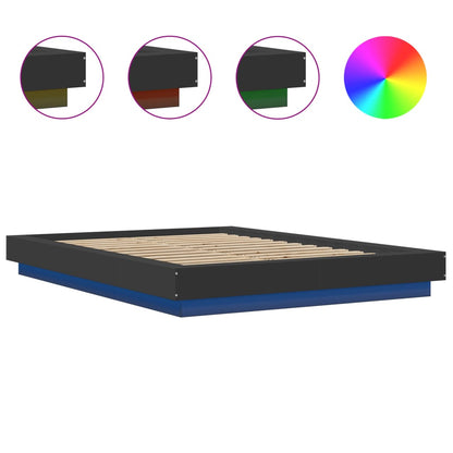 vidaXL Bettgestell mit LED Schwarz 140x190 cm Holzwerkstoff