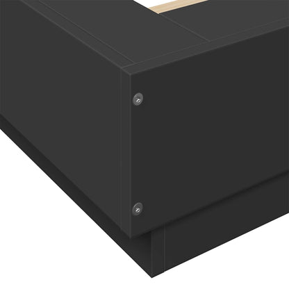 vidaXL Bettgestell mit LED Schwarz 140x190 cm Holzwerkstoff