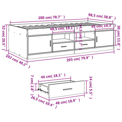 Tagesbett mit Schubladen ohne Matratze Grau Sonoma 100x200 cm