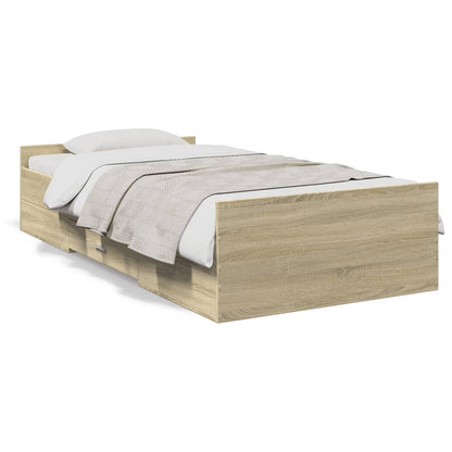 vidaXL Cadre de lit avec tiroirs Chêne Sonoma 90x190 cm Bois d'ingénierie