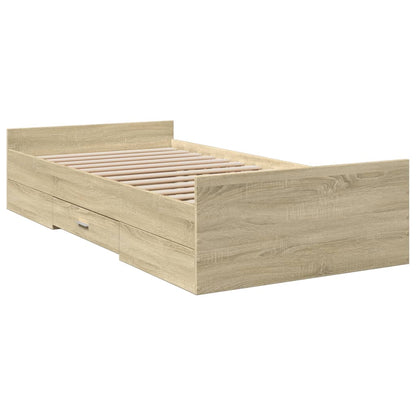 vidaXL Cadre de lit avec tiroirs Chêne Sonoma 90x190 cm Bois d'ingénierie