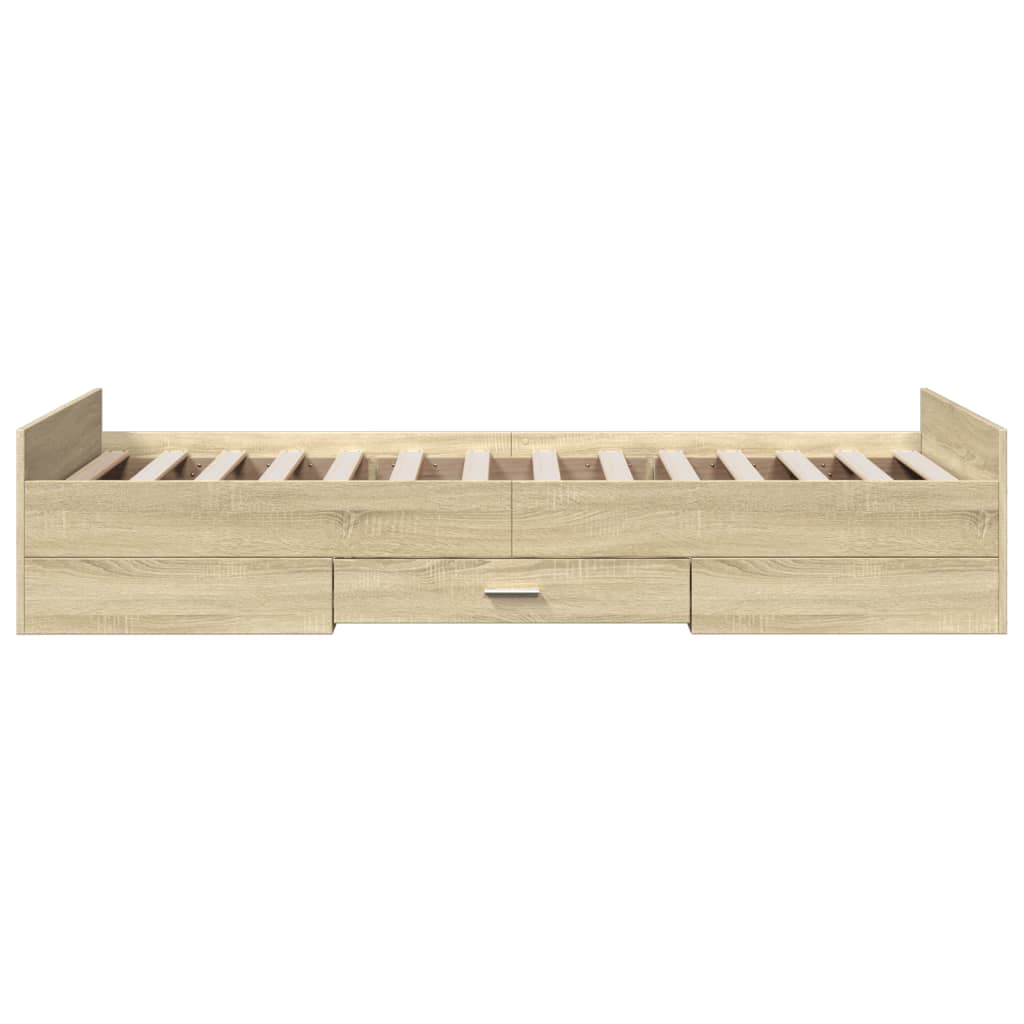 vidaXL Cadre de lit avec tiroirs Chêne Sonoma 90x190 cm Bois d'ingénierie