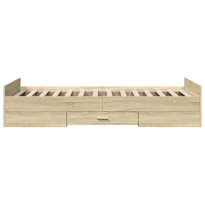 vidaXL Cadre de lit avec tiroirs Chêne Sonoma 90x190 cm Bois d'ingénierie