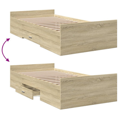 vidaXL Cadre de lit avec tiroirs Chêne Sonoma 90x190 cm Bois d'ingénierie