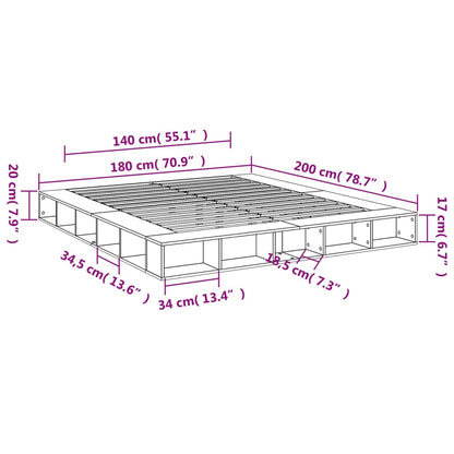 vidaXL Bettgestell Braun Eichen-Optik 180x200 cm Holzwerkstoff