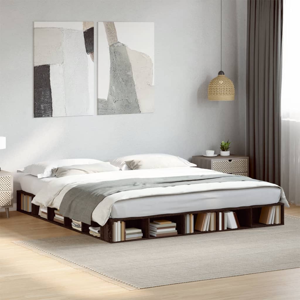 vidaXL Bettgestell Braun Eichen-Optik 180x200 cm Holzwerkstoff