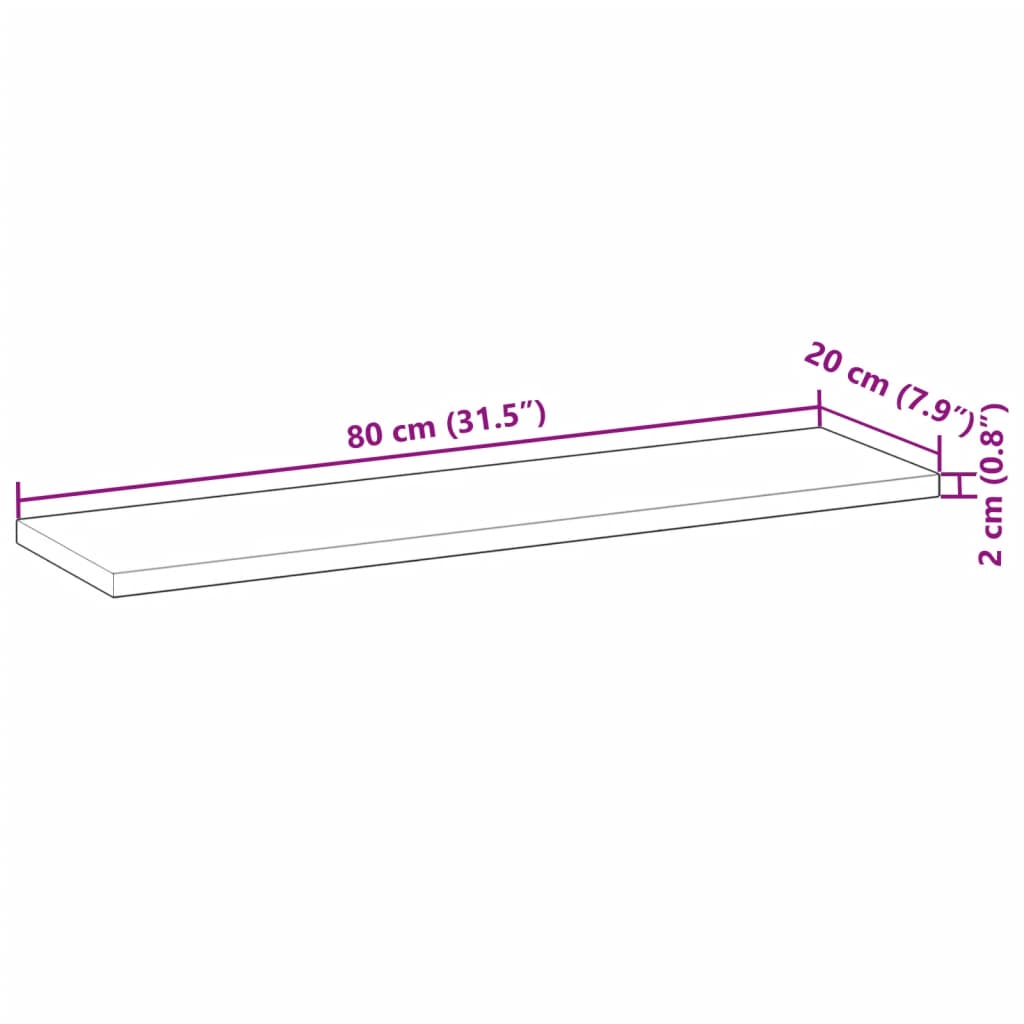 vidaXL Schweberegal 80x20x2 cm Massivholz Akazie Unbehandelt