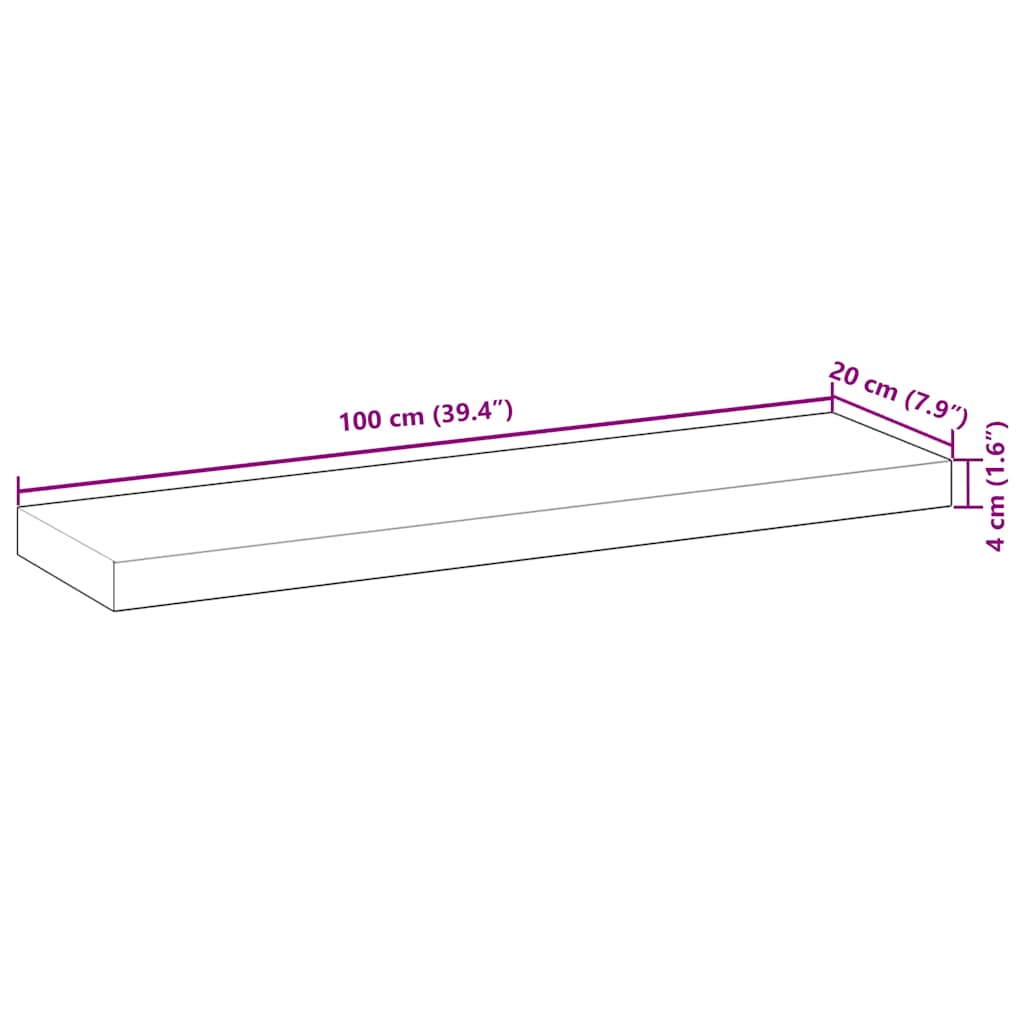 vidaXL Étagères flottantes 2 pcs 100x20x4 cm Bois d'acacia massif non traité
