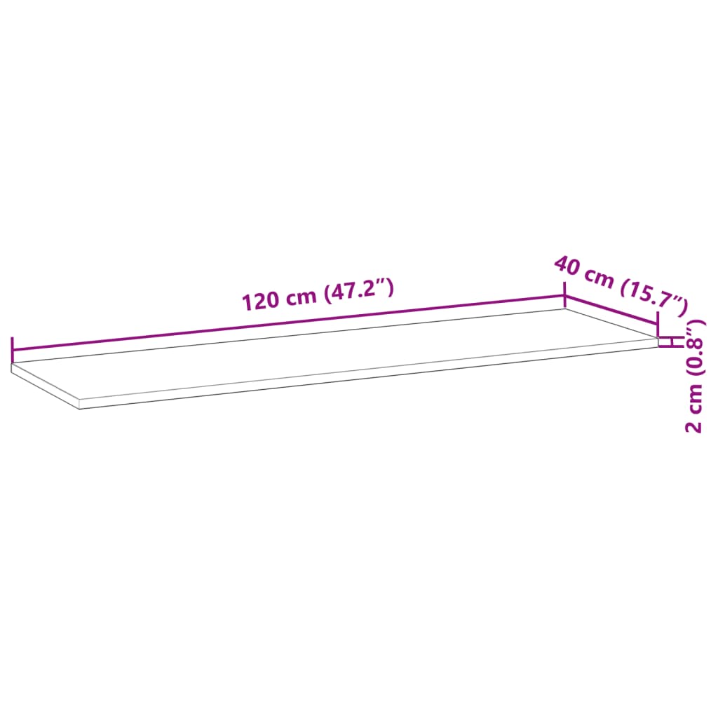 vidaXL Waschtischplatte Unbehandelt 120x40x2 cm Massivholz Akazie