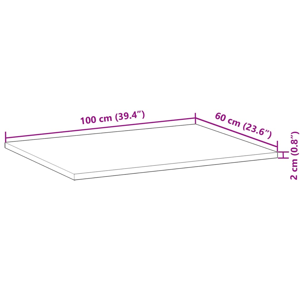 vidaXL Waschtischplatte Ölbeschichtung 100x60x2 cm Massivholz Akazie