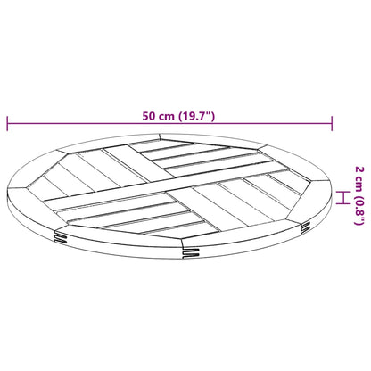 vidaXL Tischplatte Ø50x2 cm Rund Massivholz Akazie