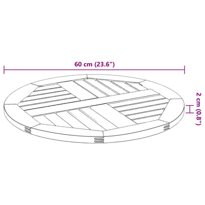 vidaXL Tischplatte Ø60x2 cm Rund Massivholz Akazie