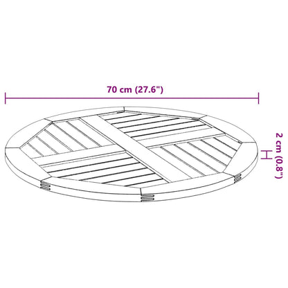 vidaXL Tischplatte Ø70x2 cm Rund Massivholz Akazie