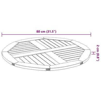 vidaXL Tischplatte Ø80x2,2 cm Rund Massivholz Akazie