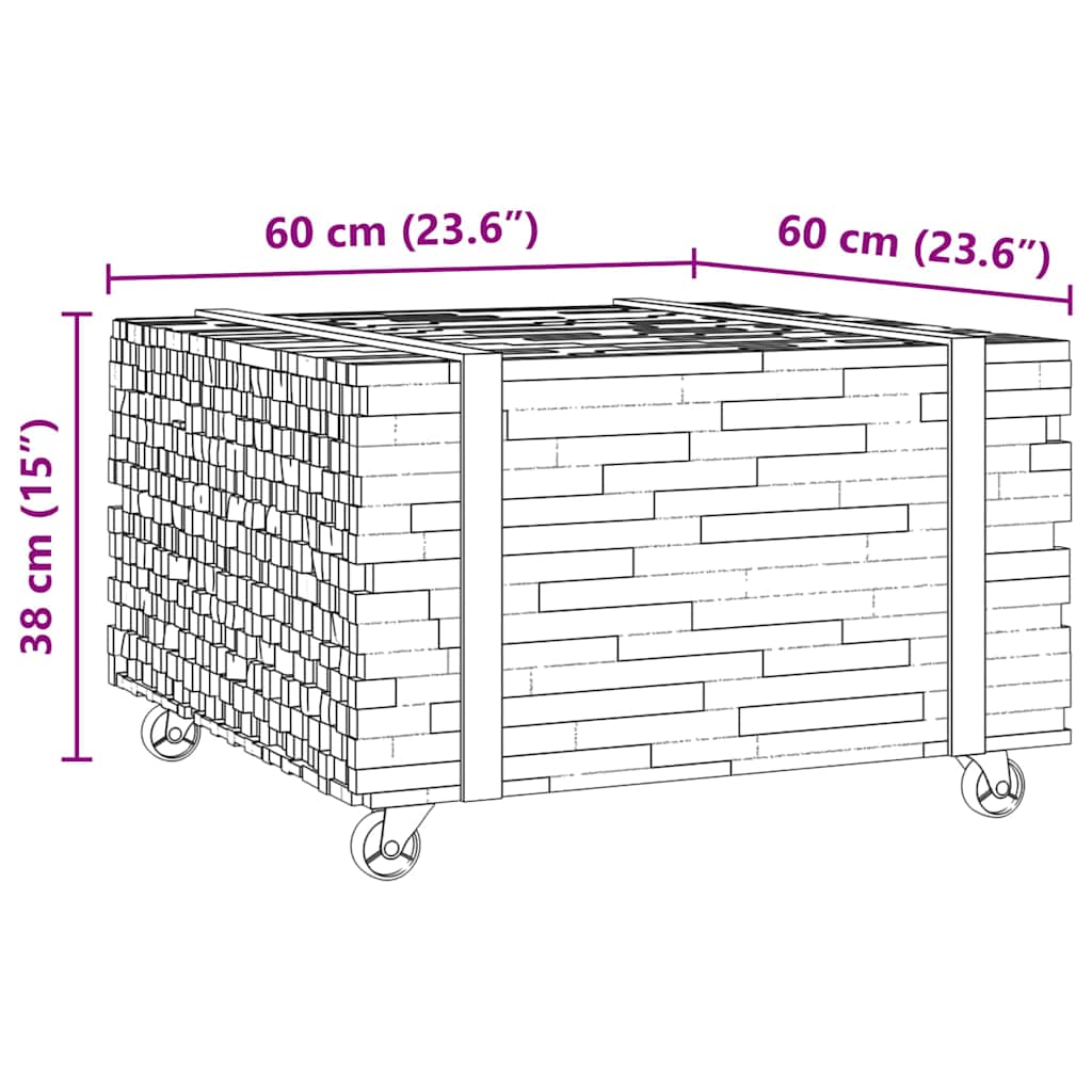 vidaXL Couchtisch Braun 60 x 60 x 38 cm Massivholz Teak