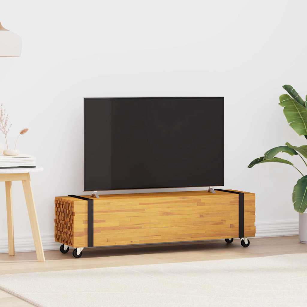 vidaXL Meuble TV teck massif Marron 110 x 30 x 30 cm