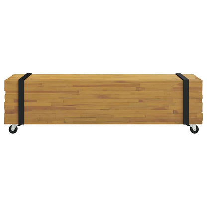 vidaXL Meuble TV teck massif Marron 110 x 30 x 30 cm