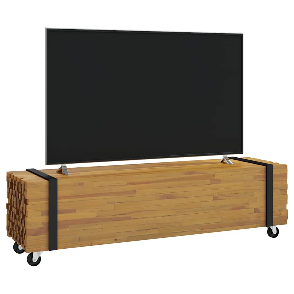 vidaXL Meuble TV teck massif Marron 110 x 30 x 30 cm