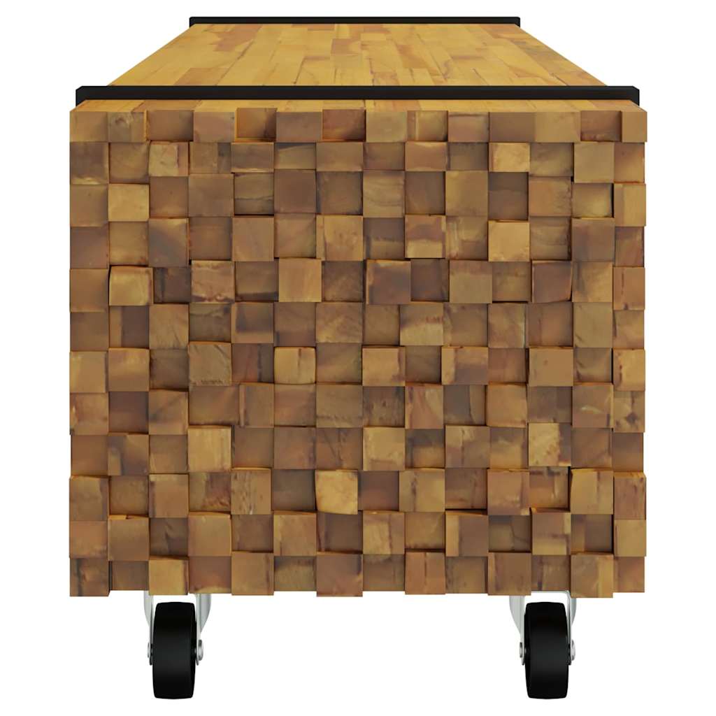 vidaXL Meuble TV teck massif Marron 110 x 30 x 30 cm