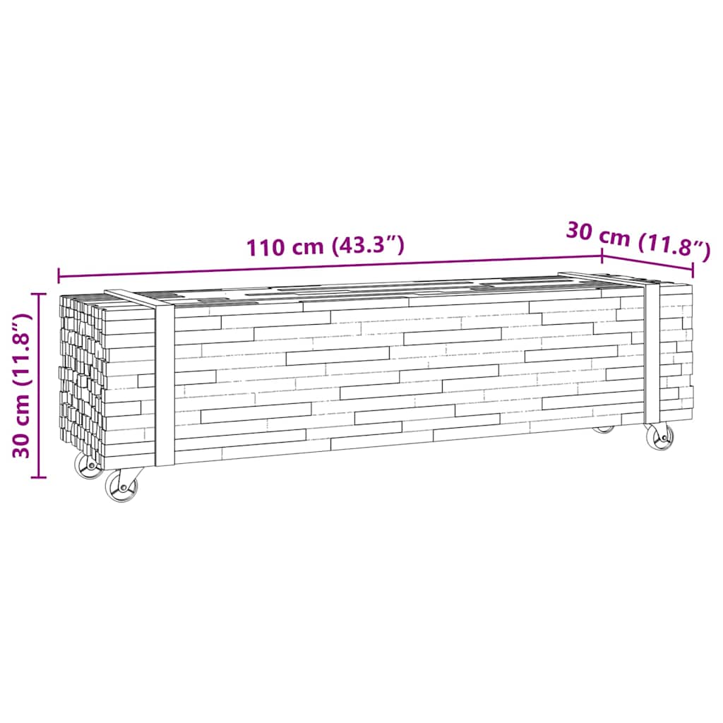 vidaXL Meuble TV teck massif Marron 110 x 30 x 30 cm