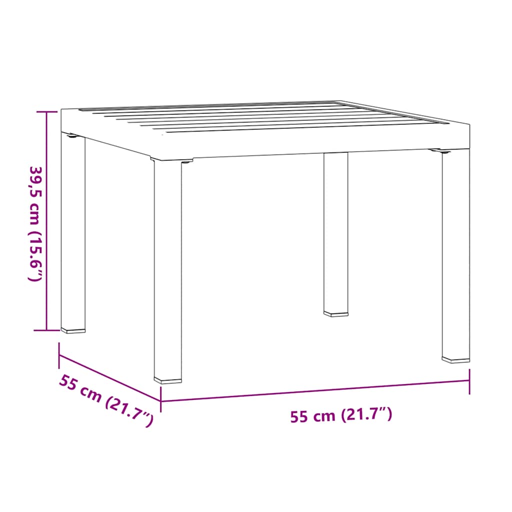 vidaXL Garten-Couchtisch 55x55x39,5 cm Pulverbeschichteter Stahl