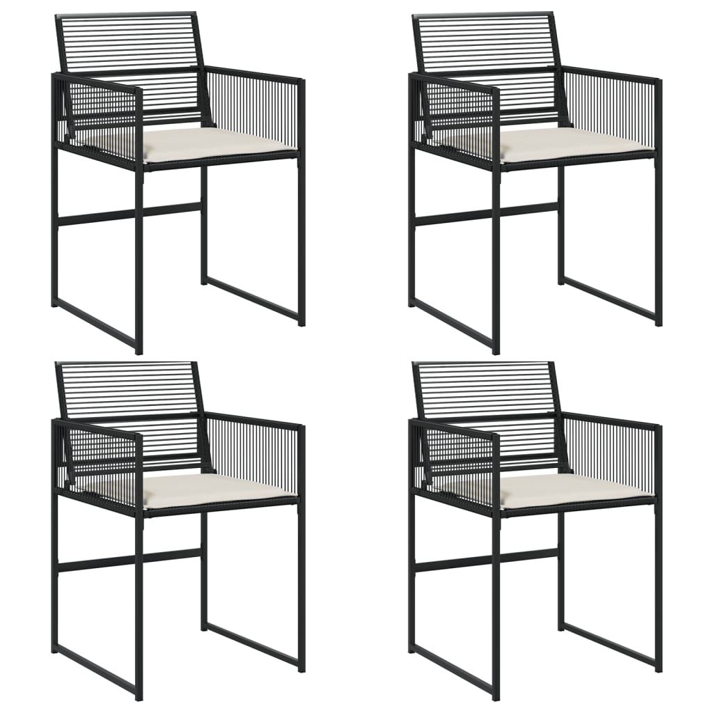 vidaXL Gartenstühle mit Kissen 4 Stk. Schwarz Poly Rattan