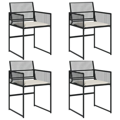 vidaXL Gartenstühle mit Kissen 4 Stk. Schwarz Poly Rattan