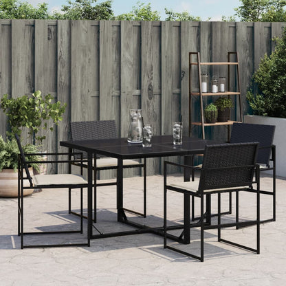 vidaXL Gartenstühle mit Kissen 4 Stk. Schwarz Poly Rattan