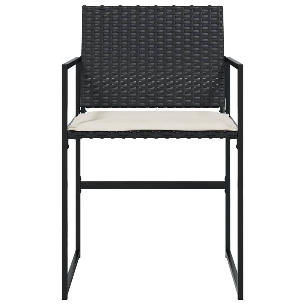 vidaXL Gartenstühle mit Kissen 4 Stk. Schwarz Poly Rattan