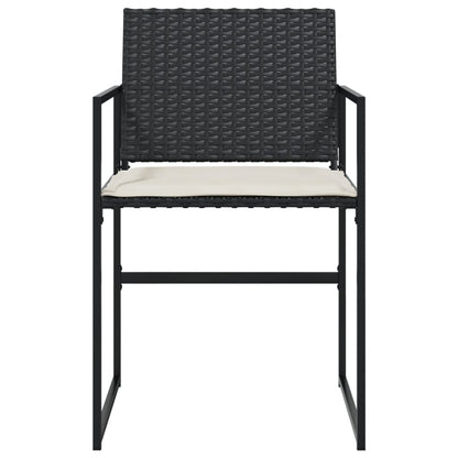 vidaXL Gartenstühle mit Kissen 4 Stk. Schwarz Poly Rattan