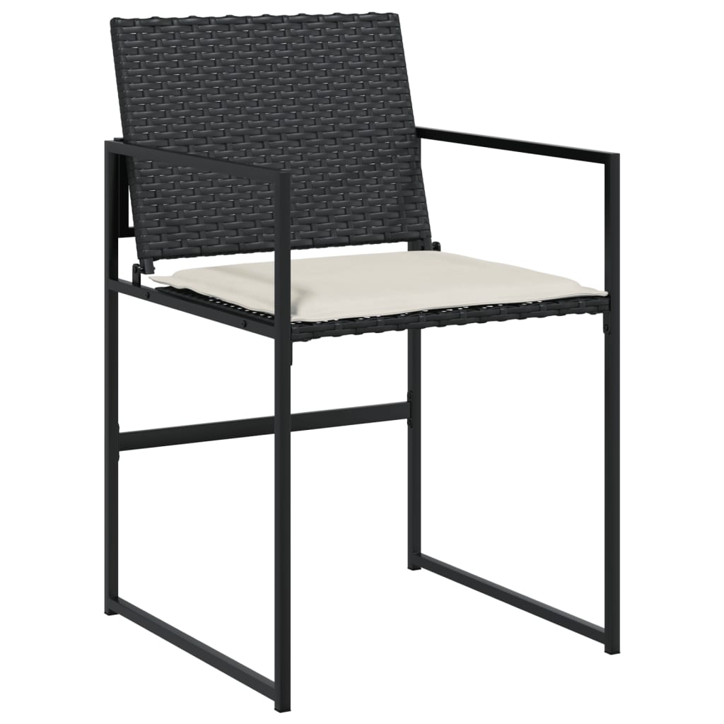 vidaXL Gartenstühle mit Kissen 4 Stk. Schwarz Poly Rattan