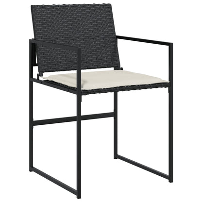 vidaXL Gartenstühle mit Kissen 4 Stk. Schwarz Poly Rattan