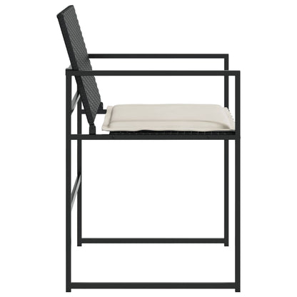 vidaXL Gartenstühle mit Kissen 4 Stk. Schwarz Poly Rattan
