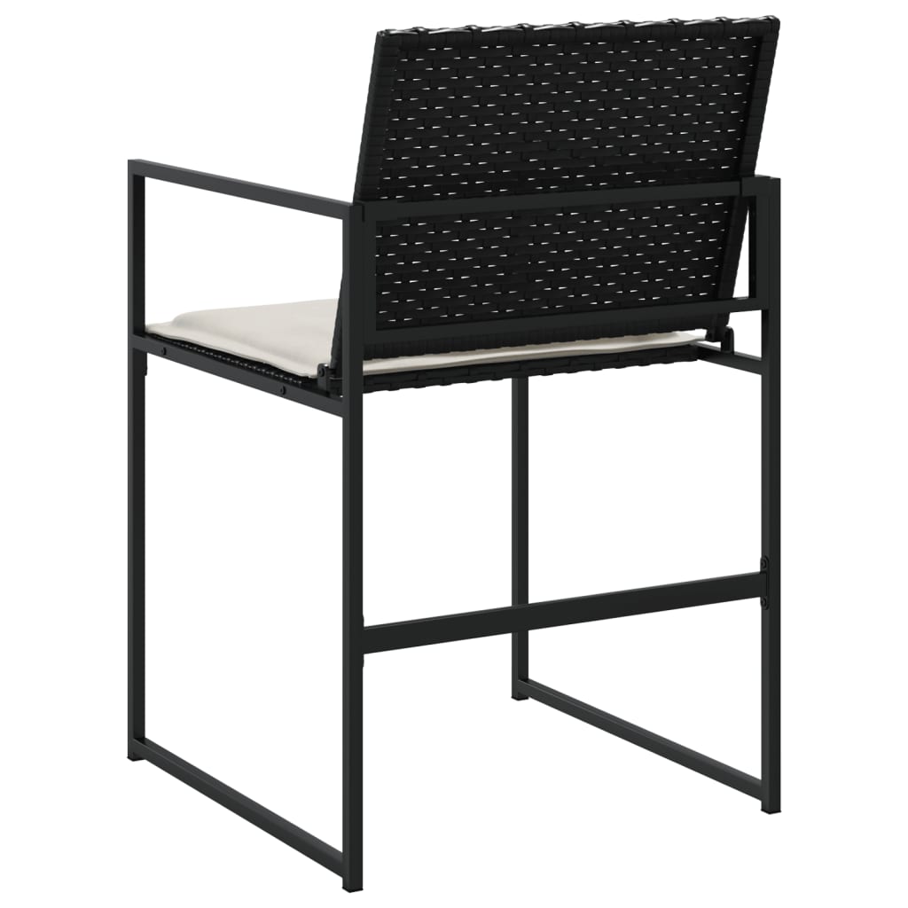 vidaXL Gartenstühle mit Kissen 4 Stk. Schwarz Poly Rattan