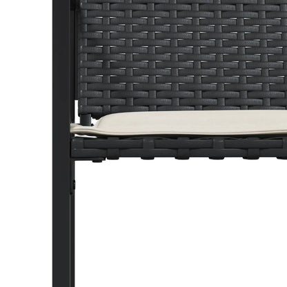 vidaXL Gartenstühle mit Kissen 4 Stk. Schwarz Poly Rattan