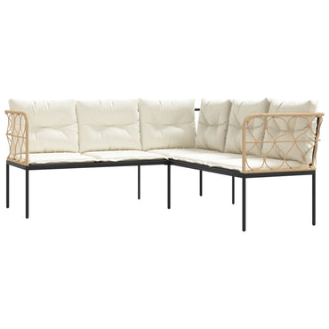 vidaXL Canapé de jardin d'angle avec coussins Noir Acier et textilène