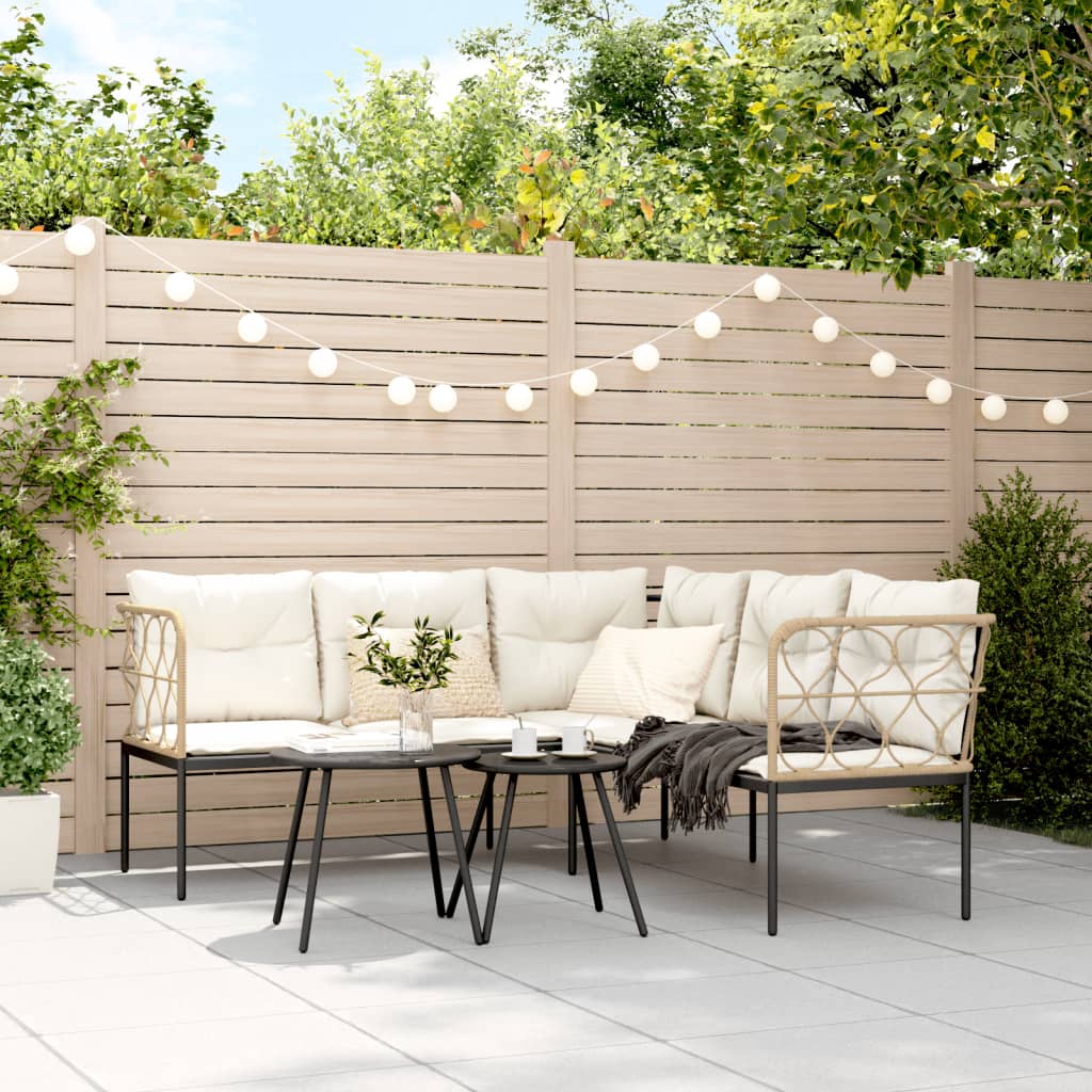 vidaXL Canapé de jardin d'angle avec coussins Noir Acier et textilène