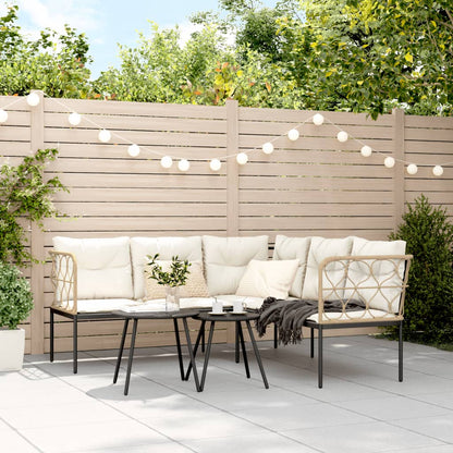 vidaXL Canapé de jardin d'angle avec coussins Noir Acier et textilène