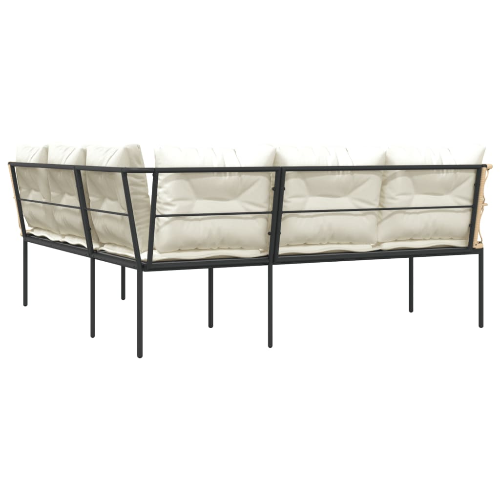 vidaXL Canapé de jardin d'angle avec coussins Noir Acier et textilène