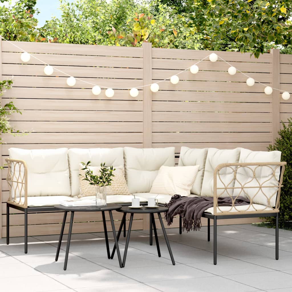 vidaXL Canapé de jardin d'angle avec coussins Noir Acier et textilène