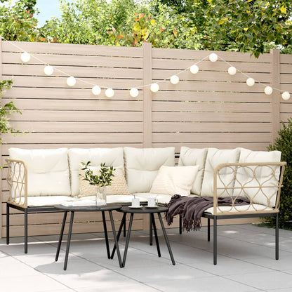 vidaXL Canapé de jardin d'angle avec coussins Noir Acier et textilène